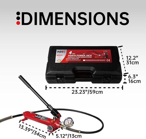 4 طن (سعة 8800 رطل) Porta Power Jack Hydraulic RAM Auto Auto Frame Replision مجموعة مجموعة ، 18 قطعة ، مع حافلة القالب ومراسلة in Kuwait