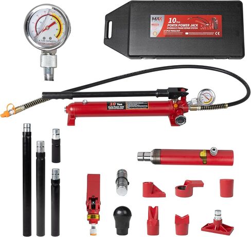 4 طن (سعة 8800 رطل) Porta Power Jack Hydraulic RAM Auto Auto Frame Replision مجموعة مجموعة ، 18 قطعة ، مع حافلة القالب ومراسلة in Kuwait