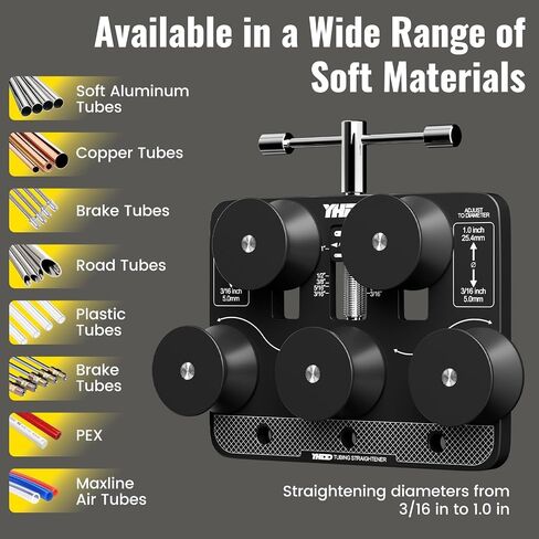 Tubing Straightener for 3/16"-1.0" Diameters, Brake Line Tubing Adjustable Straightening Tool, Pipe Straightener, for Copper, Aluminum, Steel Pipe, Bent Tubes, Fuel Lines in Saudi Arabia