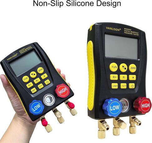 Pro-Grade Digital Manifold Gauge Set – HVAC Gauges AC Refrigerant Diagnostic Tool w/92 Refrigerant Database, Dual Temp & Pressure Sensors, Vacuum & Leak Test, Backlit LCD in Saudi Arabia
