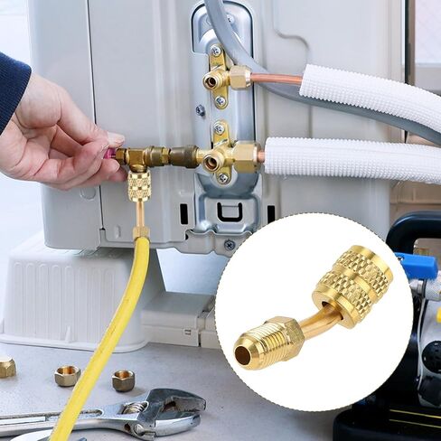 R410a Adapter Connector for Mini Split System, 5/16in Female 1/4in Male Flare Charging Vacuum Port Hose Adapter with Thimble for Air Conditioners Refrigeration Valve HVAC Service in Saudi Arabia