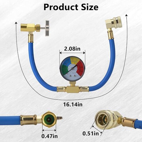 R134A Refrigerant Charge Hose, AC Recharge Hose with Gauge AC Refrigerant Charge Hose Kit with 1/2" Can Tap Dispensing Valve and R134A Quick Coupler for Car AC Air Conditioning Refrigerant in Saudi Arabia