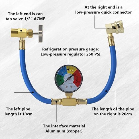 R134A Refrigerant Charge Hose, AC Recharge Hose with Gauge AC Refrigerant Charge Hose Kit with 1/2" Can Tap Dispensing Valve and R134A Quick Coupler for Car AC Air Conditioning Refrigerant in Saudi Arabia