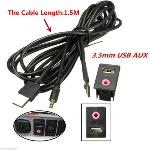 Car 3.5mm USB AUX Headphone Male Jack Flush Mount Mounting Adapter Spare Parts for Car/Boat Replacing in Saudi Arabia