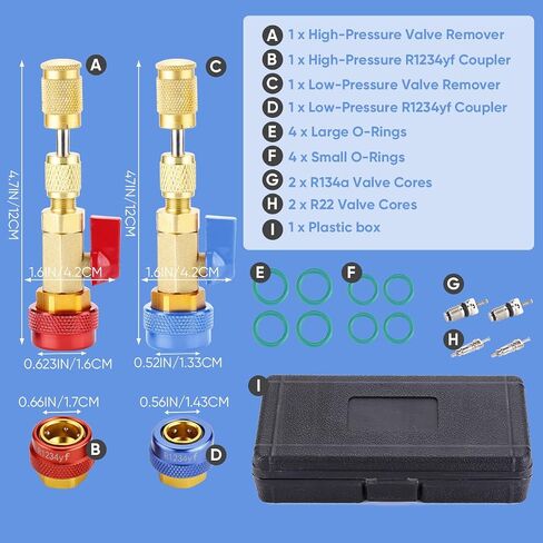 Automotive R134a R1234yf R22 Valve Core Remover Installer Tool Set - Auto Air Conditioning Repair AC Valve Core Removal Tool for Standard & Jra Valve Core Couplers in Saudi Arabia