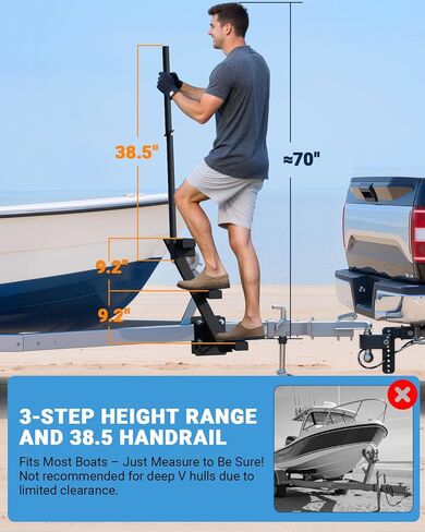 خطوات مقطورة القوارب مع الدرابيل سلم خطوة الصعود إلى القوارب الشاقة لللسان ، الجانبية الجانبية غير الانزلاق 3 خطوات in Kuwait