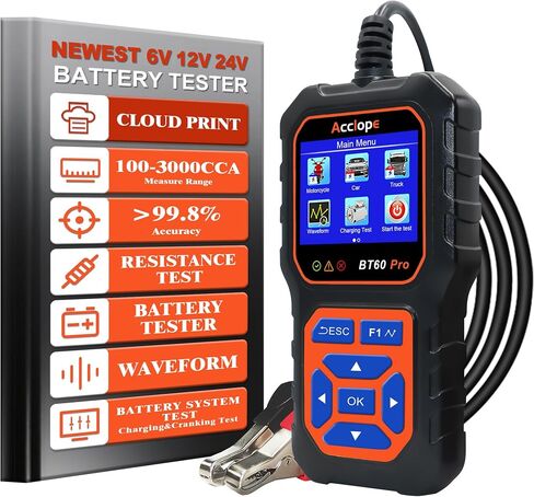 BT60 Pro Acclope Car Battery Tester مع الطباعة السحابية 100-3000 CCA 6V 12V 24V AGM Lithium Gel Battery Checker Automotive Adalyder Digital Analyzer Operging System Oper Truck-Use-Use-Use. in Kuwait