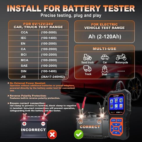 BT60 Pro Acclope Car Battery Tester مع الطباعة السحابية 100-3000 CCA 6V 12V 24V AGM Lithium Gel Battery Checker Automotive Adalyder Digital Analyzer Operging System Oper Truck-Use-Use-Use. in Kuwait