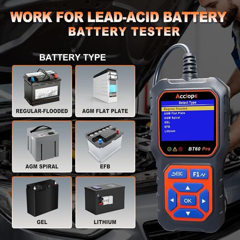 BT60 Pro Acclope Car Battery Tester مع الطباعة السحابية 100-3000 CCA 6V 12V 24V AGM Lithium Gel Battery Checker Automotive Adalyder Digital Analyzer Operging System Oper Truck-Use-Use-Use. in Kuwait