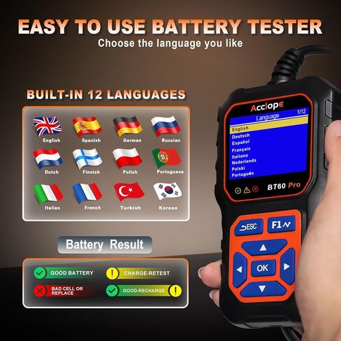 BT60 Pro Acclope Car Battery Tester مع الطباعة السحابية 100-3000 CCA 6V 12V 24V AGM Lithium Gel Battery Checker Automotive Adalyder Digital Analyzer Operging System Oper Truck-Use-Use-Use. in Kuwait