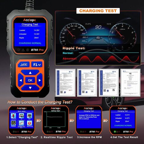 BT60 Pro Acclope Car Battery Tester مع الطباعة السحابية 100-3000 CCA 6V 12V 24V AGM Lithium Gel Battery Checker Automotive Adalyder Digital Analyzer Operging System Oper Truck-Use-Use-Use. in Kuwait