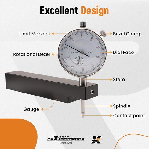maXpeedingrods 6434 Sleeve Height and Counter Bore Gauge for All Diesel Engines Cylinder Bore Gauge, Range 0-1.00", Graduation 0.001", Reading 0-100 in Saudi Arabia