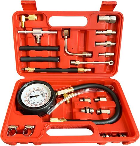 0-140PSI Car Fuel Pressure Tester Kit, TU-114 Vehicle Gas Gasoline Injection Pump Pressure Tester Gauge Kit, Automobile Oil Injection Pump Diagnostic Tool Set, Universal Fit in Kuwait