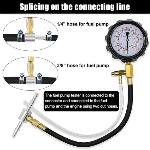 0-140PSI Car Fuel Pressure Tester Kit, TU-114 Vehicle Gas Gasoline Injection Pump Pressure Tester Gauge Kit, Automobile Oil Injection Pump Diagnostic Tool Set, Universal Fit in Kuwait