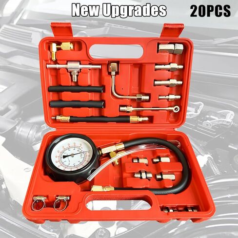 0-140PSI Car Fuel Pressure Tester Kit, TU-114 Vehicle Gas Gasoline Injection Pump Pressure Tester Gauge Kit, Automobile Oil Injection Pump Diagnostic Tool Set, Universal Fit in Kuwait