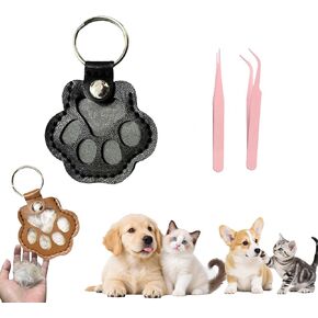 dog fur keepsake keychain cute pet paw shaped leather keychain for dog&cat hair keepsake in Kuwait