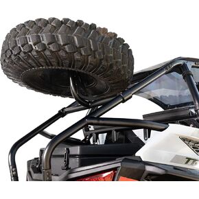 SuperATV Heavy Duty Spare Tire Carrier for 2021+ Polaris RZR Trail S 900 - Secures to Rear Frame of Vehicle - Tire is Up and Out of The Way - Fits Up to 40 Inch Tire - No Drilling or Welding Required in Saudi Arabia