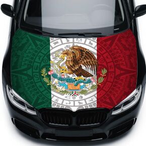 4x5ft Mexico Totem Car Hood Cover, Car Bonnet Banner, Universal Fit, Elastic Polyester, Stretchable, Patriotic Automotive Hood Covers, Mexicans Patriot Gifts in Saudi Arabia