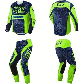 مجموعة FKV Motocross Jersey and Pants ، بدلة سباقات الدراجات النارية الخضراء طويلة الأكمام ، وزيرة دراجة MX. in Kuwait