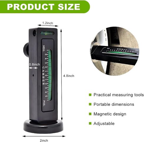 Adjustable Magnetic Gauge Tool, Camber Castor Strut Wheel Alignment Gauge with Magnetic Base, Universal Automotive Wheel Alignment Tool for Car Truck RV Tire Repair (Black) in Saudi Arabia