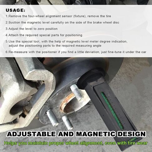 Adjustable Magnetic Gauge Tool, Camber Castor Strut Wheel Alignment Gauge with Magnetic Base, Universal Automotive Wheel Alignment Tool for Car Truck RV Tire Repair (Black) in Saudi Arabia