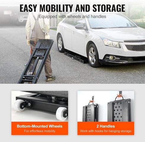 VEVOR Car Lift, 7,000 LBS Capacity Portable Car Lift, with Extended-Length Plates, 26.8" Max. Height, Heavy-Duty Carbon Steel Truck Lift with 120V Power Unit, Auto Car Jack Lifts for Home Garage Shop in Kuwait