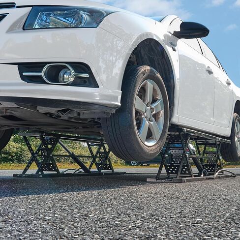 VEVOR Car Lift, 7,000 LBS Capacity Portable Car Lift, with Extended-Length Plates, 26.8" Max. Height, Heavy-Duty Carbon Steel Truck Lift with 120V Power Unit, Auto Car Jack Lifts for Home Garage Shop in Kuwait