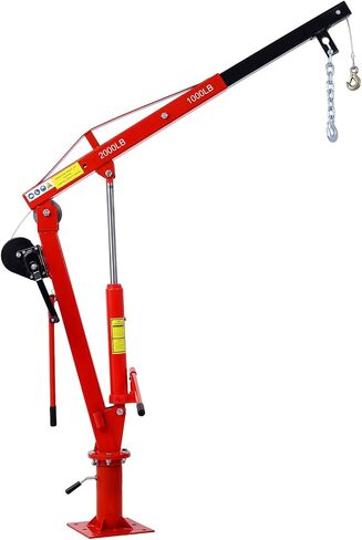 Heavy Duty Truck Crane with Hydraulic Winch, Folding Trcuk Bed Crane for Engine Hoist, Engine Lift, Jib Crane Truck Mounted Crane for Factory, Forestry, Black in Saudi Arabia