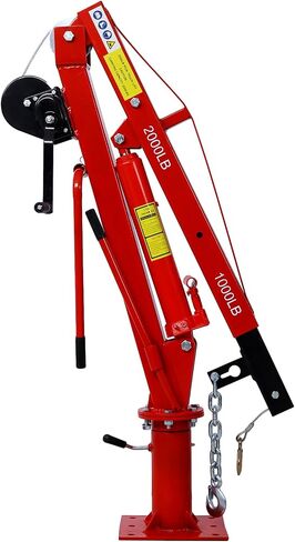 Heavy Duty Truck Crane with Hydraulic Winch, Folding Trcuk Bed Crane for Engine Hoist, Engine Lift, Jib Crane Truck Mounted Crane for Factory, Forestry, Black in Saudi Arabia