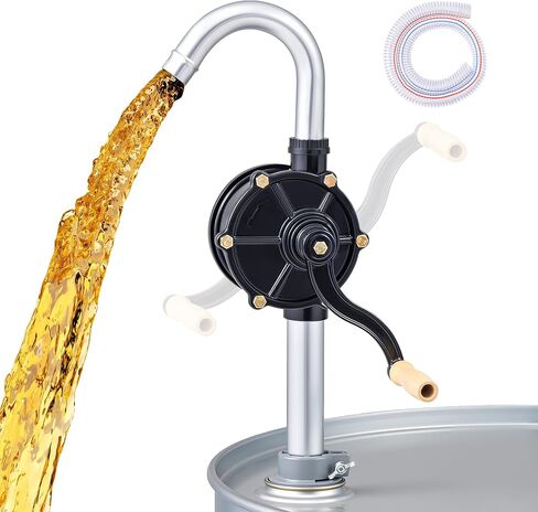 Orion Motor Tech 55 Gallon Drum Pump, Hand Crank Fuel Transfer Pump for 15 to 55 Gallon Drums, Heavy Duty Aluminum Alloy Barrel Pump with 39.4" Discharge Hose for Non Corrosive Fluids Diesel Kerosene in Saudi Arabia