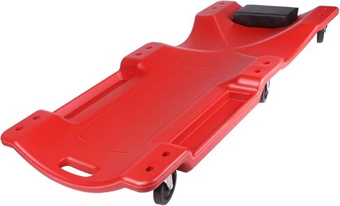 Mechanic Creeper - 40 Inch Rolling Garage Creeper with Padded Headrest and Dual Tool Trays - Low Profile Design for Under Car Repairs - Heavy-Duty Frame 500lb Capacity Red in Saudi Arabia