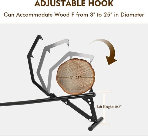 Timberjack Log Roller Lifter ، 50.8 "أداة أسطوانة سجل طويلة المقبض ، قابلة للتعديل غير قادر على ربط السجل ، UPS إلى 25" في أدوات تسجيل DIA ، مقبس سجل الصلب الثقيل للتشغيل ورفع سجلات in Saudi Arabia