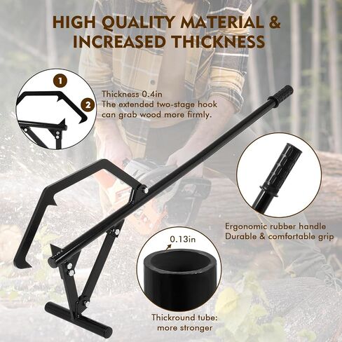 Timberjack Log Roller Lifter ، 50.8 "أداة أسطوانة سجل طويلة المقبض ، قابلة للتعديل غير قادر على ربط السجل ، UPS إلى 25" في أدوات تسجيل DIA ، مقبس سجل الصلب الثقيل للتشغيل ورفع سجلات in Saudi Arabia