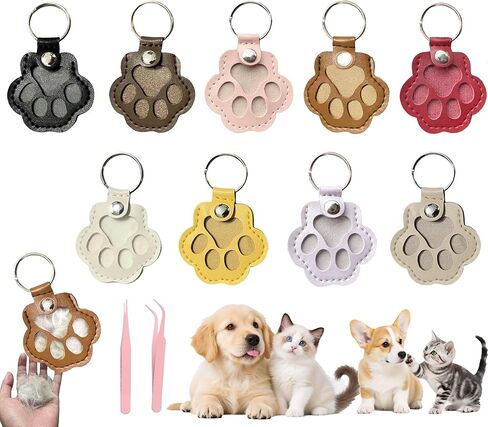 dog fur keepsake keychain cute pet paw shaped leather keychain for dog&cat hair keepsake in Kuwait