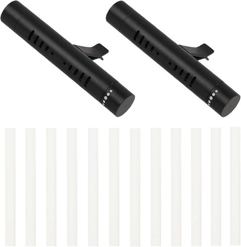 2 PCS AIR AIR AIR PRASANY DOFFUSER CLIP مع 12 PCS عصي إعادة ملء الرائحة ، وناشر معطر الهواء من الألومنيوم المتميز مناسبة للسيارات ، والمطبخ ، والحمام ، ومنازل الحيوانات الأليفة (أسود) in Kuwait
