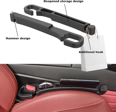 Universal Car Seat Gap Filler with Organizer Hook & Emergency Glass Breaker Prevent Small Items & Tools from Falling Ultimate Seat Side Gap Stopper for All Vehicles, Trucks & SUVs in Saudi Arabia