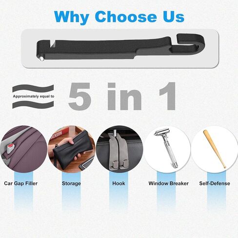 Universal Car Seat Gap Filler with Organizer Hook & Emergency Glass Breaker Prevent Small Items & Tools from Falling Ultimate Seat Side Gap Stopper for All Vehicles, Trucks & SUVs in Saudi Arabia