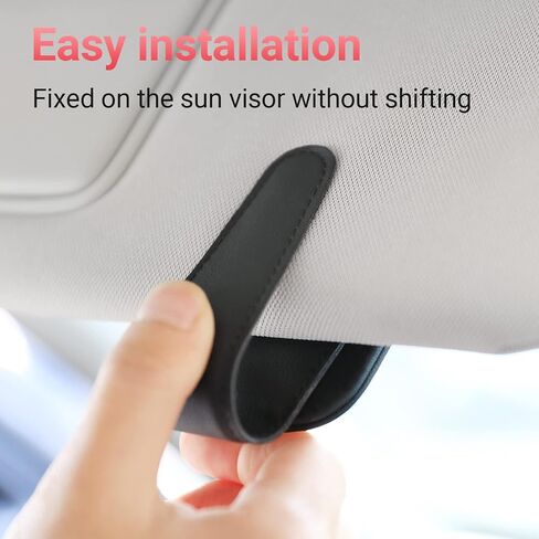 Kansmart Sunglass Holder for Car Sun Visor ، مقطع نظارة شمسية مغناطيسية ، حامل نظارات جلدية ، مقطع بطاقة التذاكر ، إكسسوارات داخلية تلقائية عالمية لسيارة سيارات سيارات الدفع الرباعي ، in Kuwait
