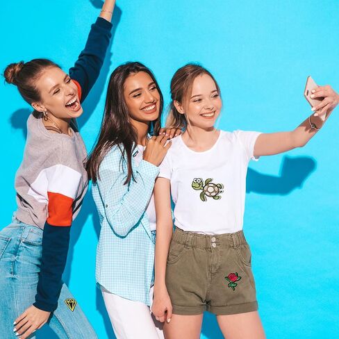 80pcs Random Assorted Styles Embroidered Patches, Bright Vivid Colors, Sew On/Iron On Patch Applique for Clothes, Dress, Hat, Jeans, DIY Accessories in Kuwait