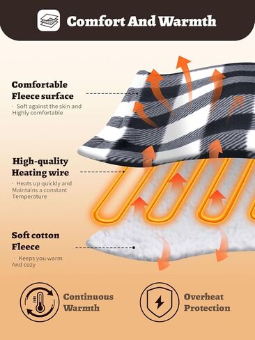 بطانية مدفوعة بالسيارة 12V 59 "x39" بطانية ساخنة محمولة للسفر مع 4 تسخين 4 إعدادات توقيت ناعمة ومريحة لتخييم سيارات السيارات (أسود وأحمر) in Kuwait