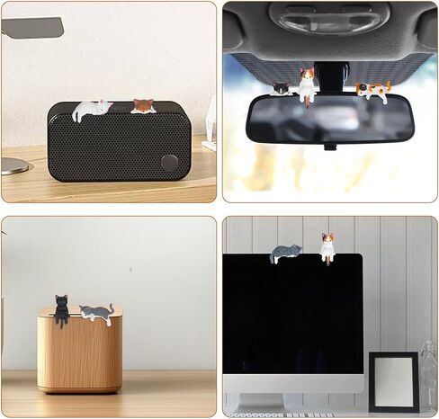 10 Pcs Cat Car Interior Accessories Funny Cute Car Figurines Dashboard Decorations Mini Rearview Mirror Pussy Ornament Universal Desk Computer Decor for Women Girl Home Garden in Saudi Arabia