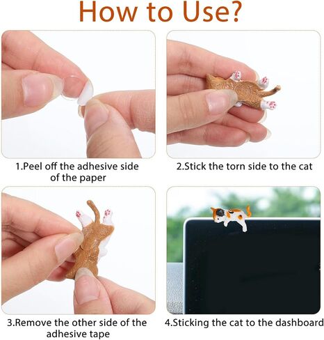 10 Pcs Cat Car Interior Accessories Funny Cute Car Figurines Dashboard Decorations Mini Rearview Mirror Pussy Ornament Universal Desk Computer Decor for Women Girl Home Garden in Saudi Arabia