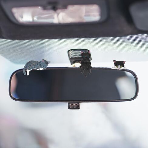 10 Pcs Cat Car Interior Accessories Funny Cute Car Figurines Dashboard Decorations Mini Rearview Mirror Pussy Ornament Universal Desk Computer Decor for Women Girl Home Garden in Saudi Arabia