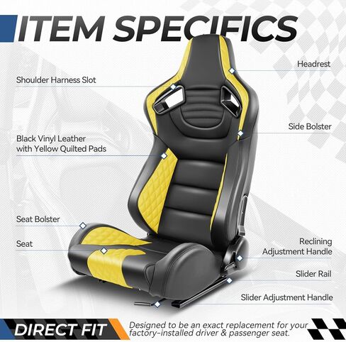 زوج من سلالة السيارات من مقاعد السباق العالمية مقاعد دلو قابلة للرياضة فينيل قابلة للرياض in Kuwait