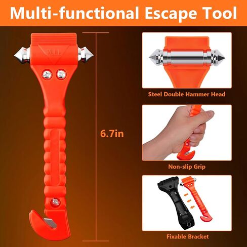 Car Window Breaker Hammer and Seat Belt Cutter 2-in-1, Emergency Escape Tool, Safety Glass Breaker, Automotive Safety Essentials and Accessories, 2 Packs in Saudi Arabia