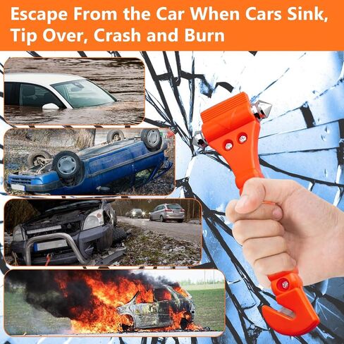 Car Window Breaker Hammer and Seat Belt Cutter 2-in-1, Emergency Escape Tool, Safety Glass Breaker, Automotive Safety Essentials and Accessories, 2 Packs in Saudi Arabia