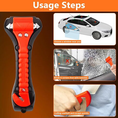 Car Window Breaker Hammer and Seat Belt Cutter 2-in-1, Emergency Escape Tool, Safety Glass Breaker, Automotive Safety Essentials and Accessories, 2 Packs in Saudi Arabia