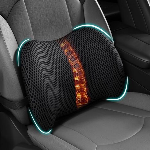 Lumbar Support Pillow for Car, Memory Foam Car Seat Back Support Pillow for Driving, Back Cushion with Strap for Pain Relief, Ergonomic Back Cushion for Office Chai, Wheelchair (Black) in Saudi Arabia