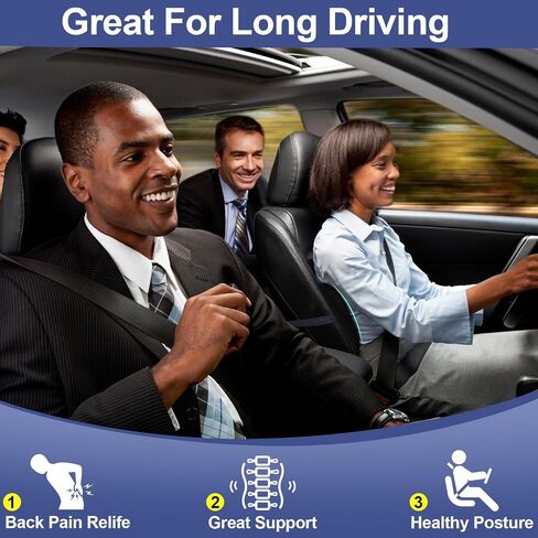 Lumbar Support Pillow for Car, Memory Foam Car Seat Back Support Pillow for Driving, Back Cushion with Strap for Pain Relief, Ergonomic Back Cushion for Office Chai, Wheelchair (Black) in Saudi Arabia