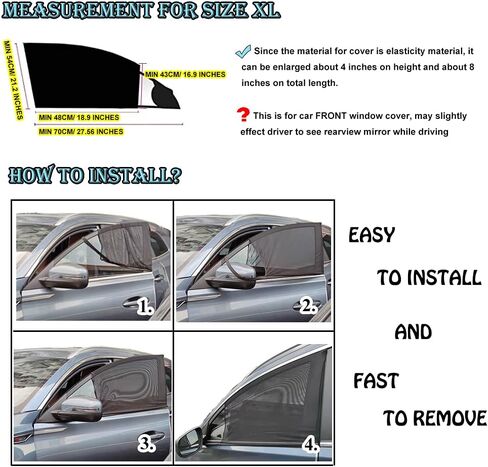 ظلال نافذة السيارة للطفل - 2 حزمة شمس ظلال شمس ، شبكية متشابكة جانبية جانبية الظل الظل Sunshade لسيارات الدفع الرباعي ، حماية UV للحيوانات الأليفة عائلة الطفل ، شاشات نافذة Net Net Mosquito للتخييم in Kuwait